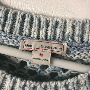 baby blue crotchet gap sweater